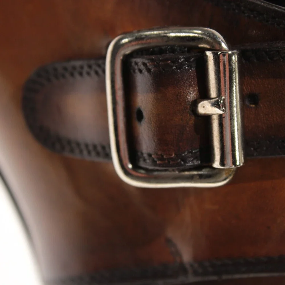 Di Bianco NWB Single Monk Strap Dress Shoes Size 9 US in Brown Leather